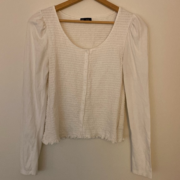 Gap Smocked Long Sleeve Button Down Top - Picture 1 of 7